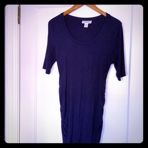 Midi scooped neck fitted maternity dress